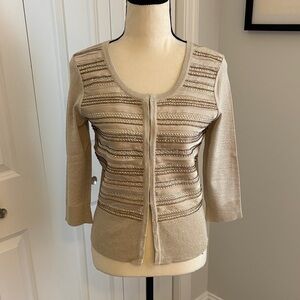 WHBM Elegant Beige Striped Women's Sweater NWT